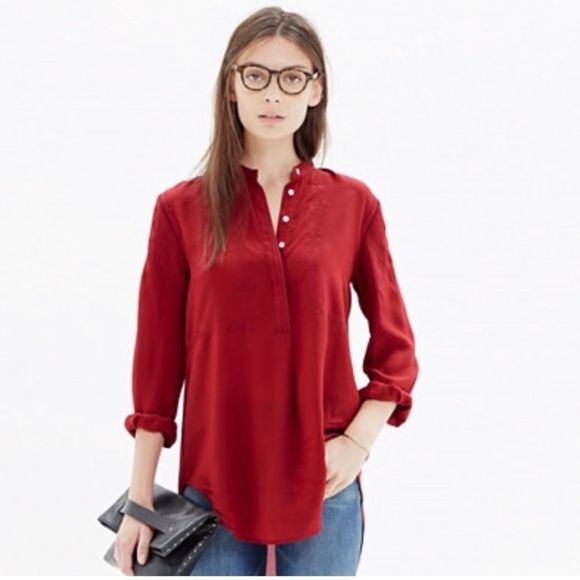 Madewell Tops - Madewell Ballard 100% Silk embroidered top size M